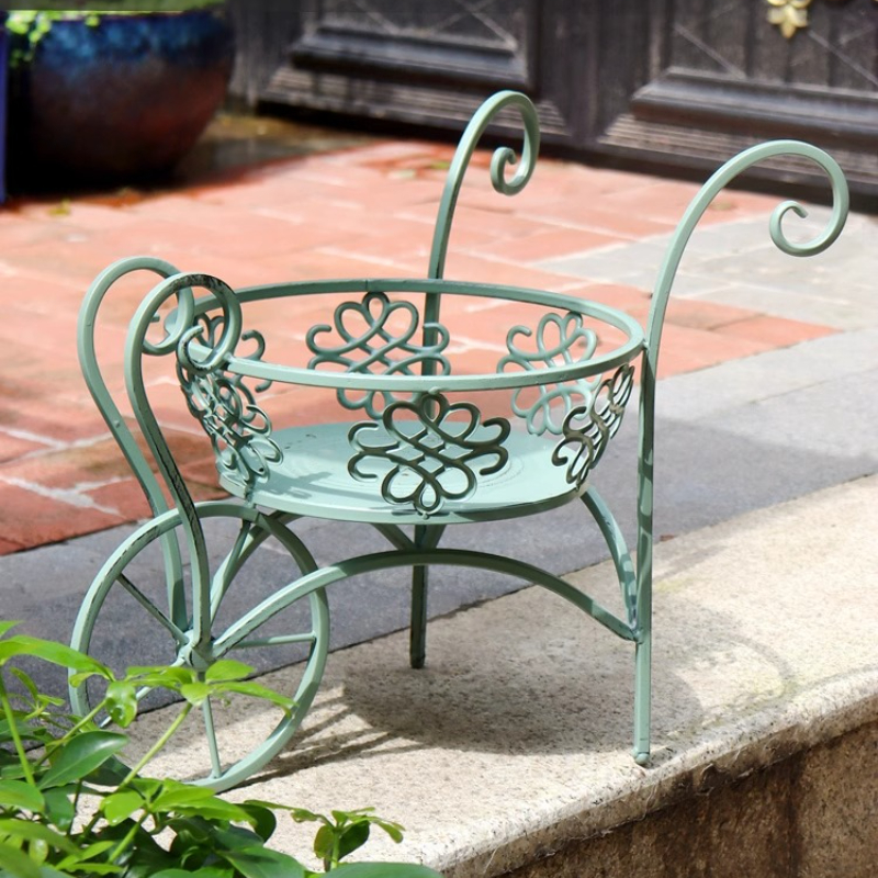 Desk Setup White - Iron Flower Planter Cart Garden Ornament
