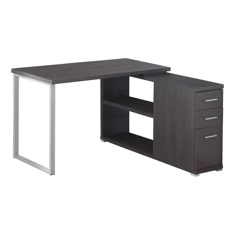 Desk Setup Grey - L-Shaped Computer Desk for Home Office,