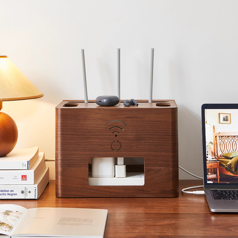 Cable Box Organizer - Upscale WiFi Router Storage Box Desktop