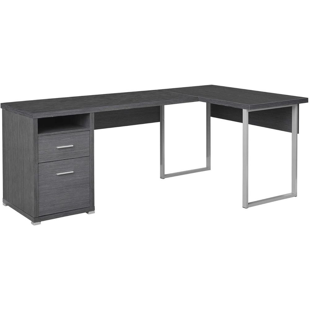 Desk Setup Grey - 80 L-Shaped Home Office Desk with