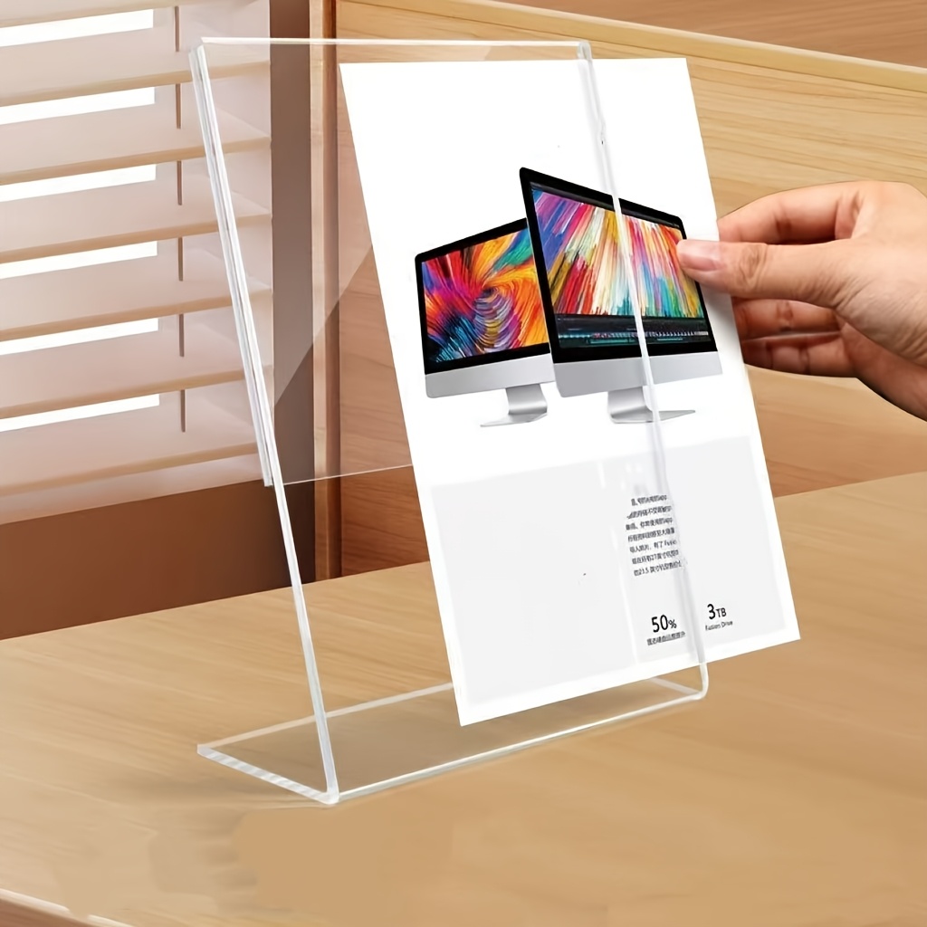 Desk Setup Poster - 4-Pack Acrylic Sign Holder | Transparent