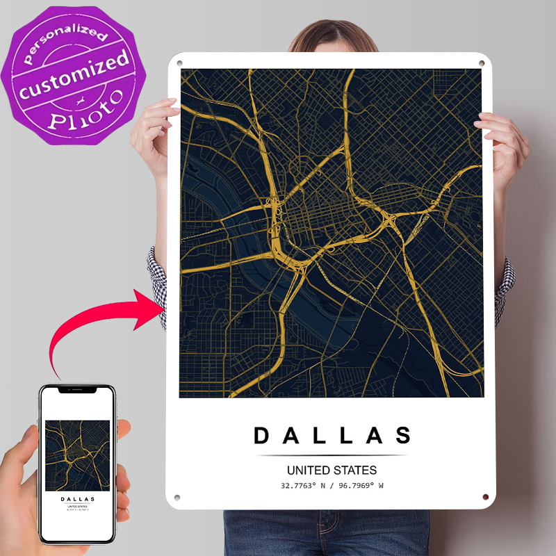 Desk Setup Poster - Dallas City Map Art Printed Poster