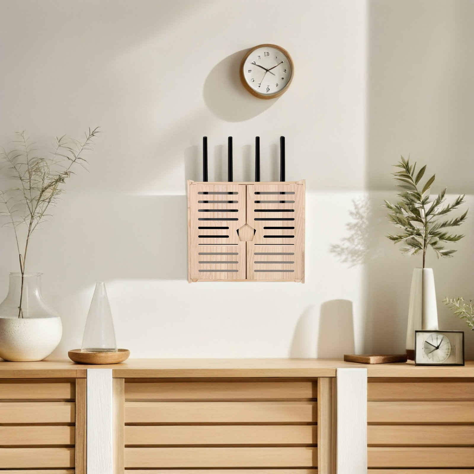 Cable Box Organizer - Wood WiFi Router Storage Box Wall