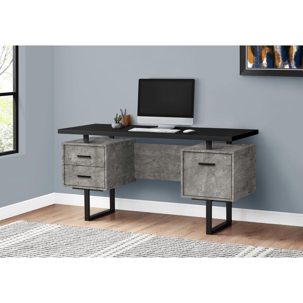 I 7632 Computer Desk, Home Off - Desk Setup Grey ulasan dan harga