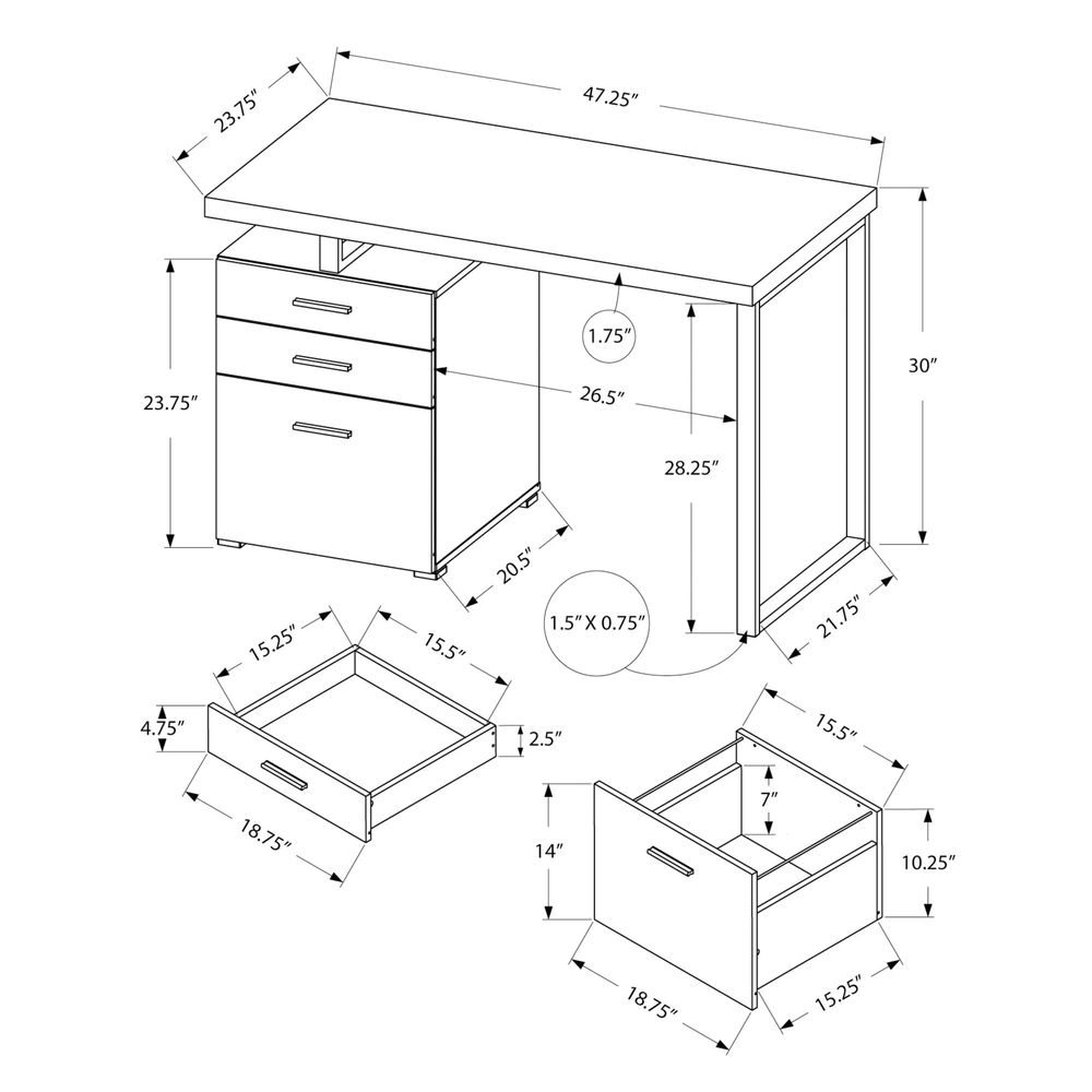 Computer Desk with File Cabine - Desk Setup Grey ulasan dan harga