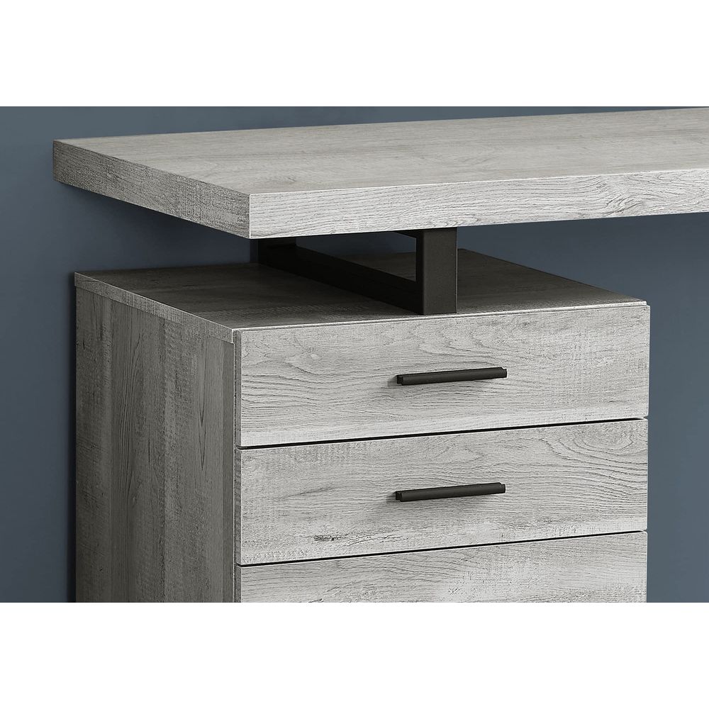 Computer Desk with File Cabine - Desk Setup Grey ulasan dan harga