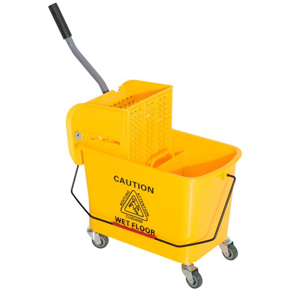 HOMCOM Heavy Duty Janitor Mop  - Yellow Desk Setup ulasan dan harga