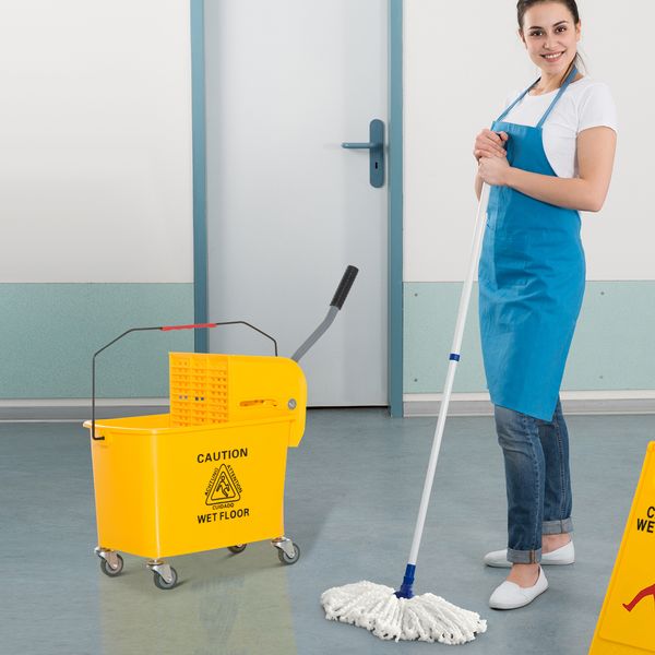 HOMCOM Heavy Duty Janitor Mop  - Yellow Desk Setup ulasan dan harga
