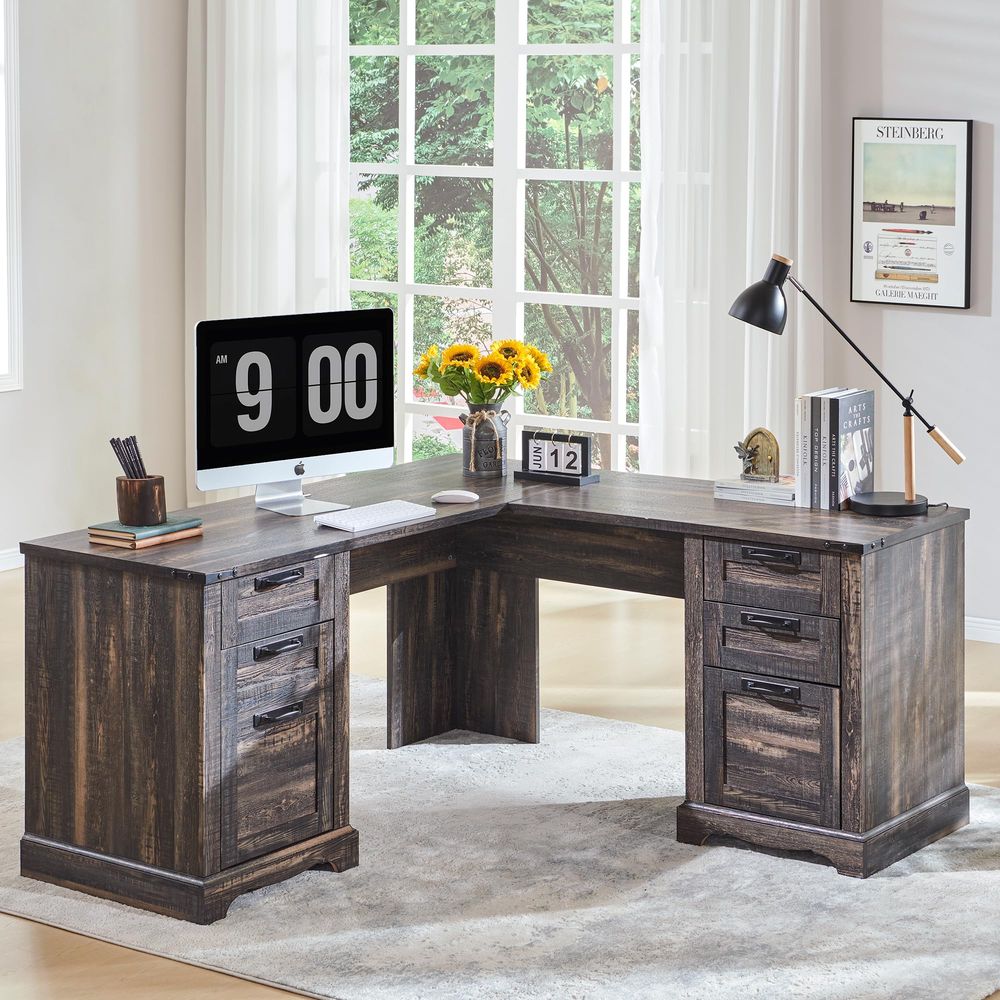 Specialties Computer Desk with - Desk Setup Grey ulasan dan harga