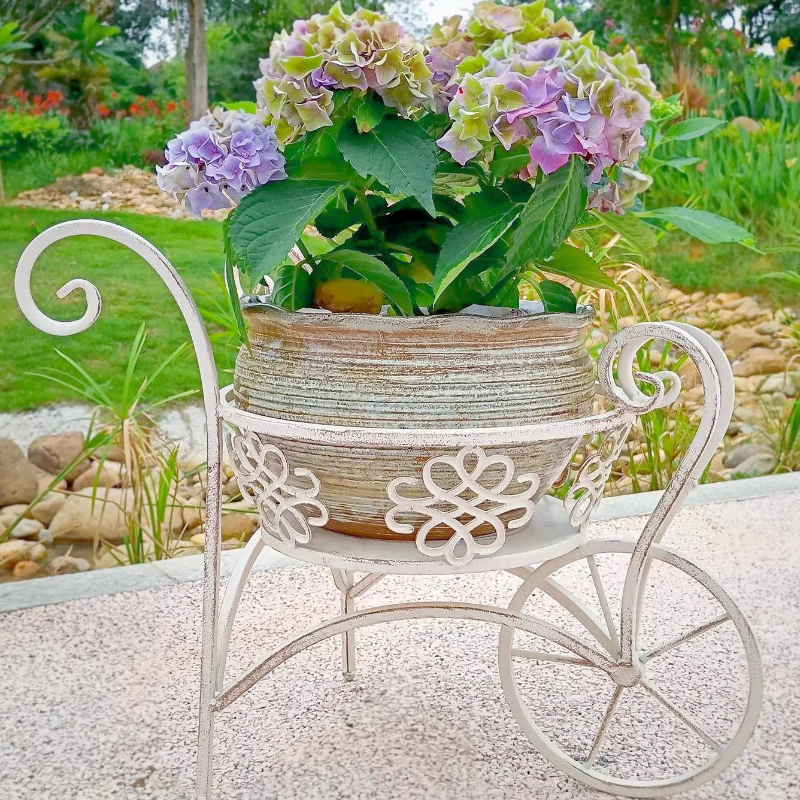 Iron Flower Planter Cart Garde - Desk Setup White ulasan dan harga