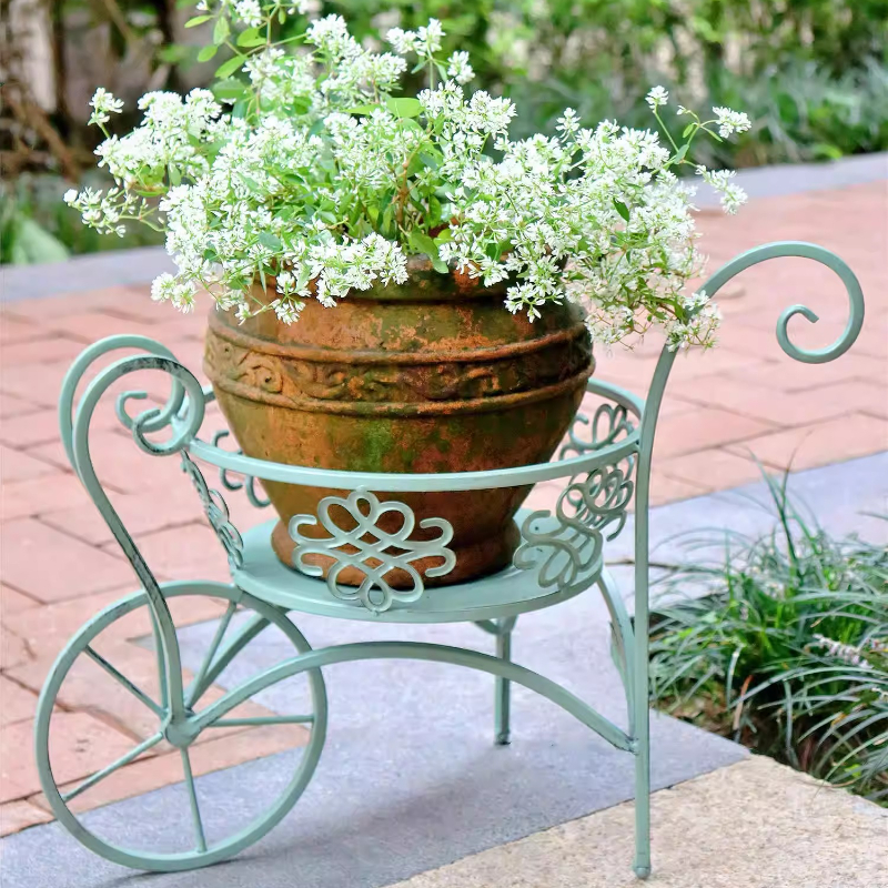 Iron Flower Planter Cart Garde - Desk Setup White ulasan dan harga