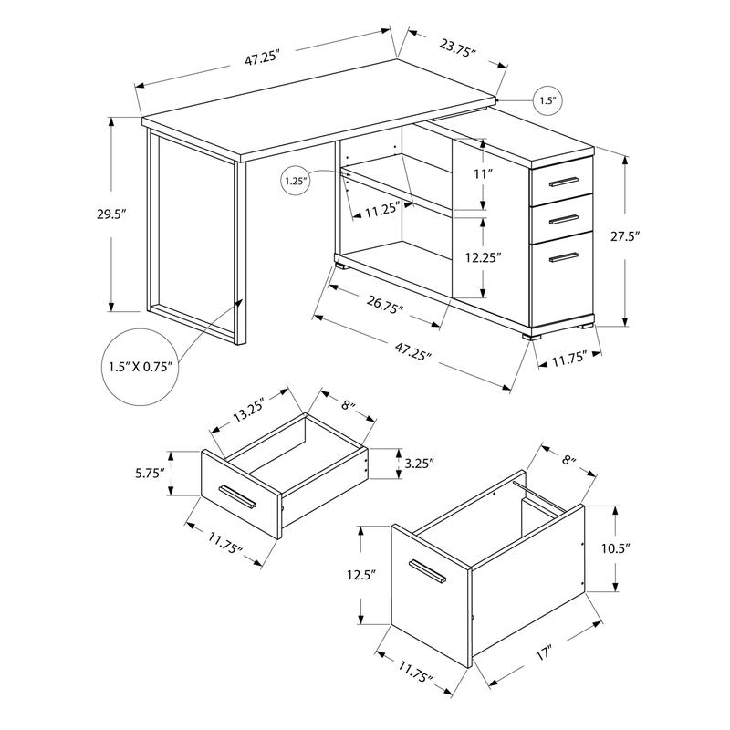 L-Shaped Computer Desk for Hom - Desk Setup Grey ulasan dan harga