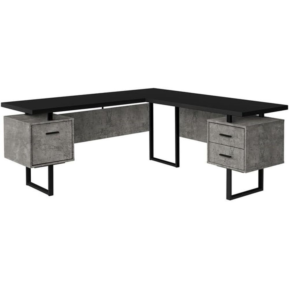 L-Shaped 70 Computer Desk with - Desk Setup Grey ulasan dan harga