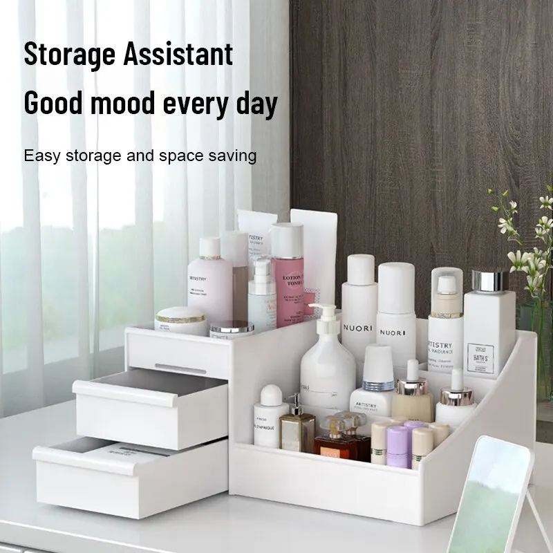 1pc White New Drawer Makeup St - Desk Setup Shelves ulasan dan harga