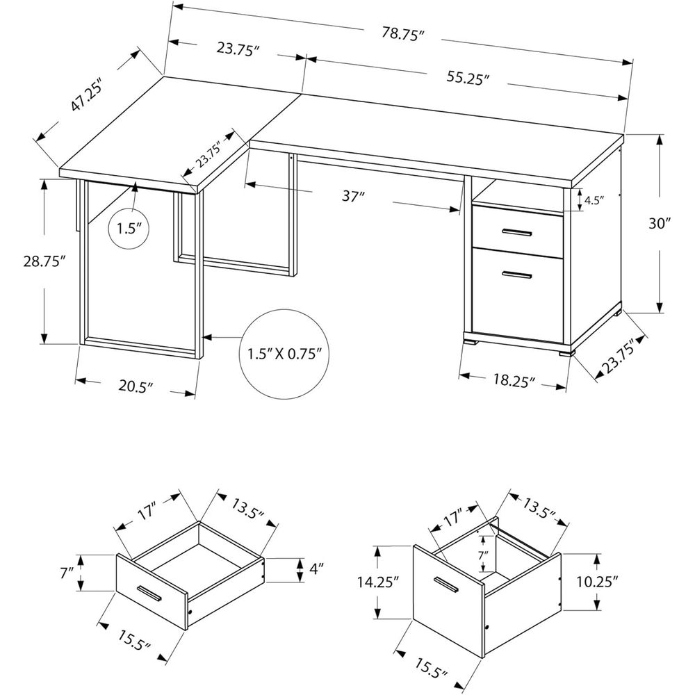80 L-Shaped Home Office Desk w - Desk Setup Grey ulasan dan harga
