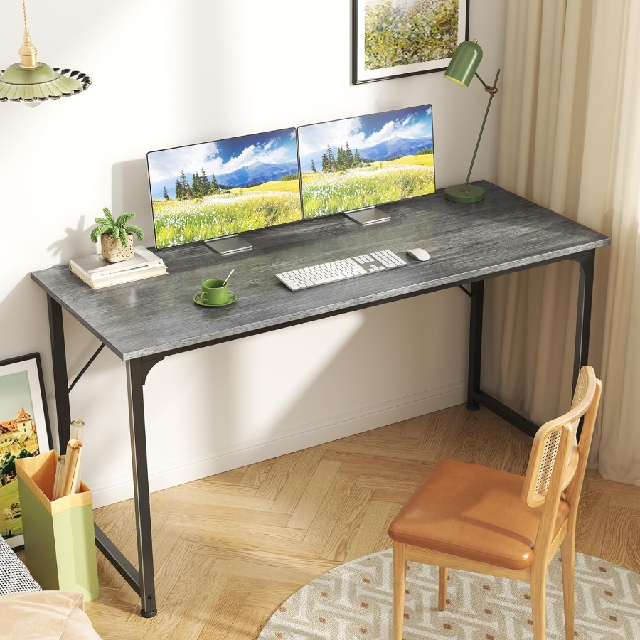 55 Inch Computer Desk for Home - Desk Setup Grey ulasan dan harga
