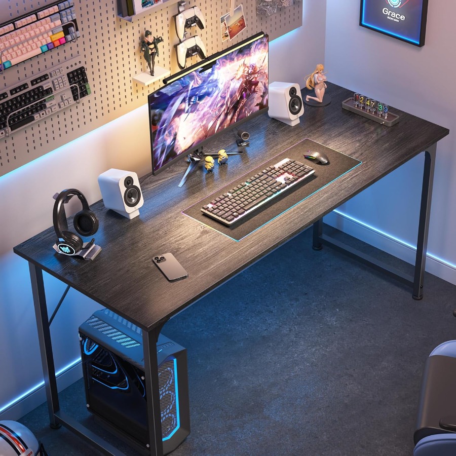 55 Inch Computer Desk for Home - Desk Setup Grey ulasan dan harga