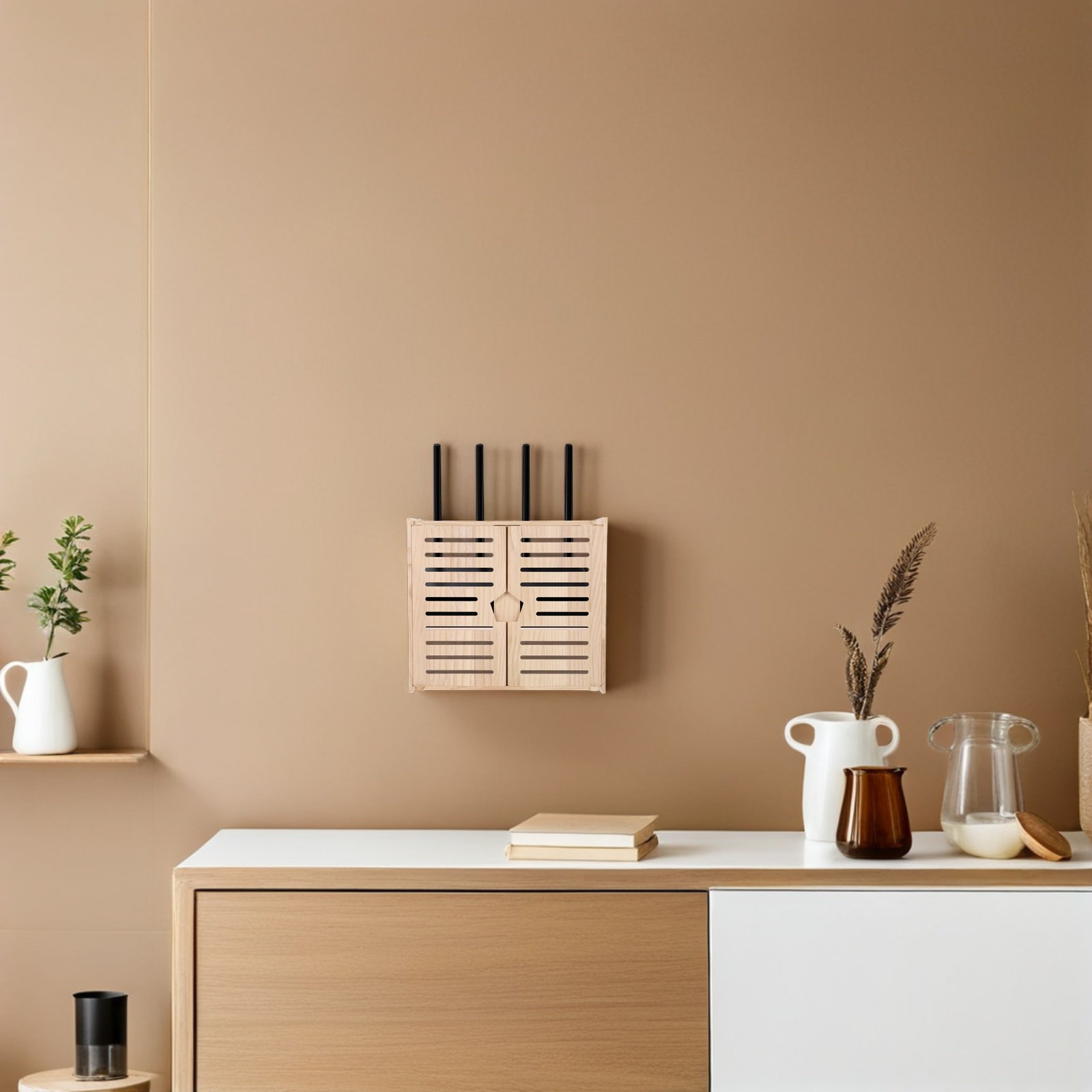 Wooden WiFi Router Storage Box - Cable Box Organizer ulasan dan harga