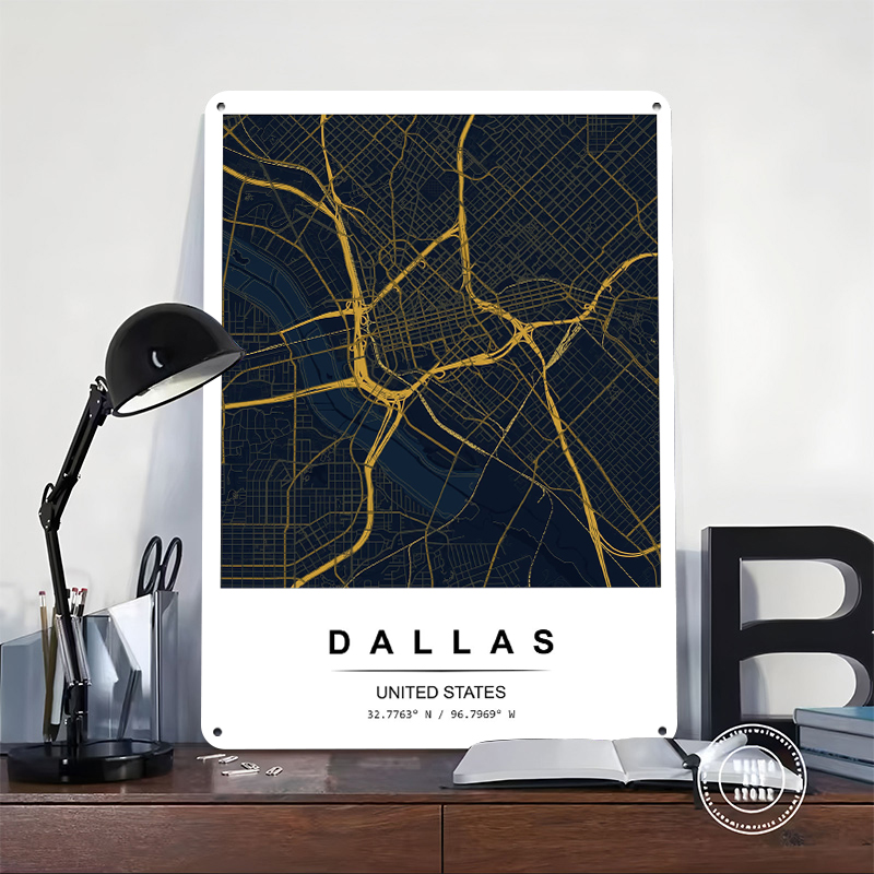 Dallas City Map Art Printed Po - Desk Setup Poster ulasan dan harga