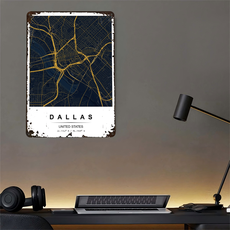 Dallas City Map Art Printed Po - Desk Setup Poster ulasan dan harga