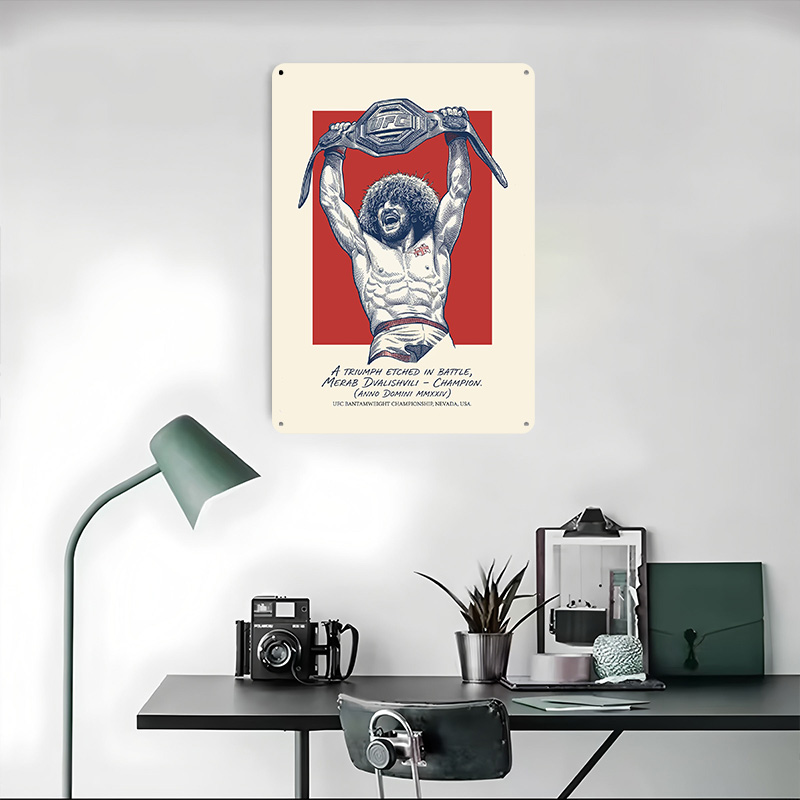 Merab Dvalishvili Champion Met - Desk Setup Poster ulasan dan harga