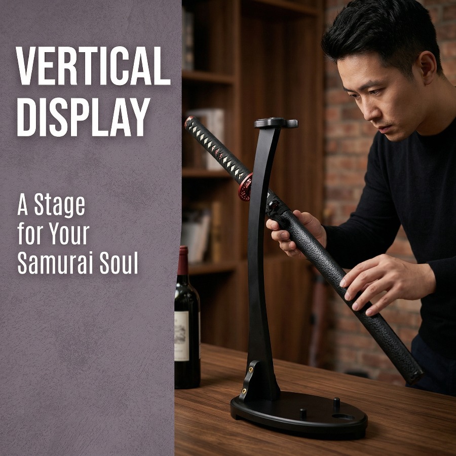 Vertical Katana Stand Sword Sh - Desk Setup Shelves ulasan dan harga