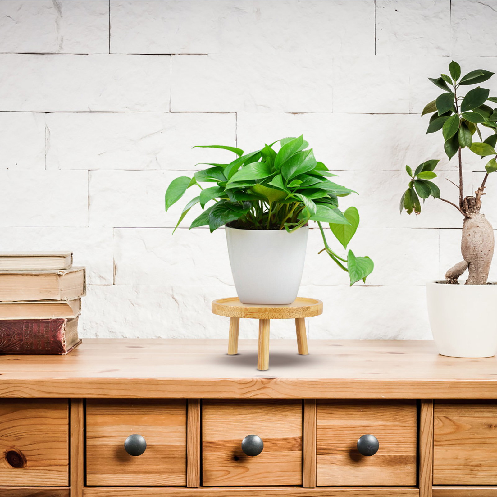 Holder Stand Pot Flower Wood W - Desk Setup Shelves ulasan dan harga