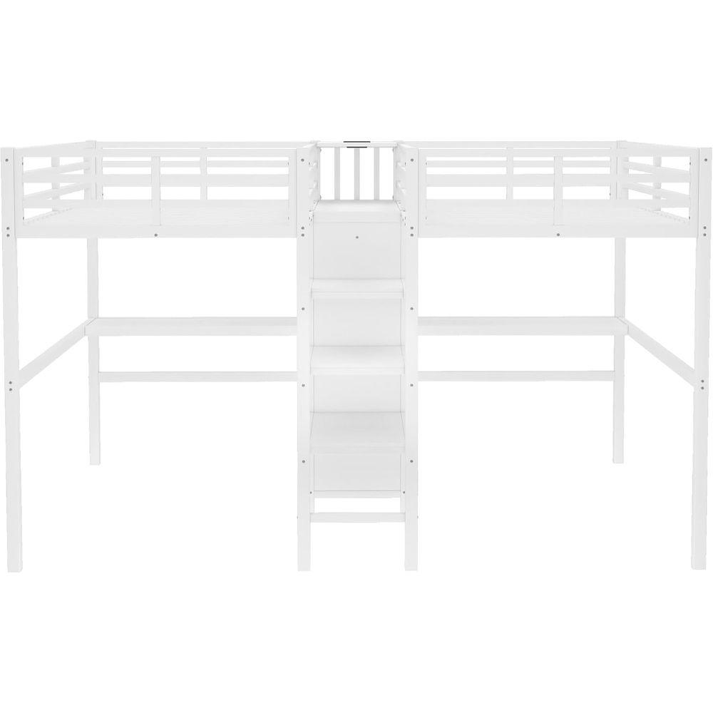 Twin Size Metal Bed with Desk, - Desk Setup Shelves ulasan dan harga