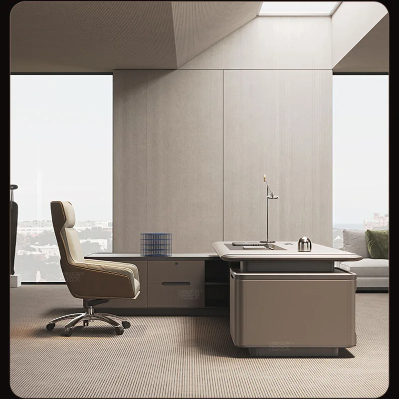 Manicure White L Shaped Wooden - Desk Setup White ulasan dan harga