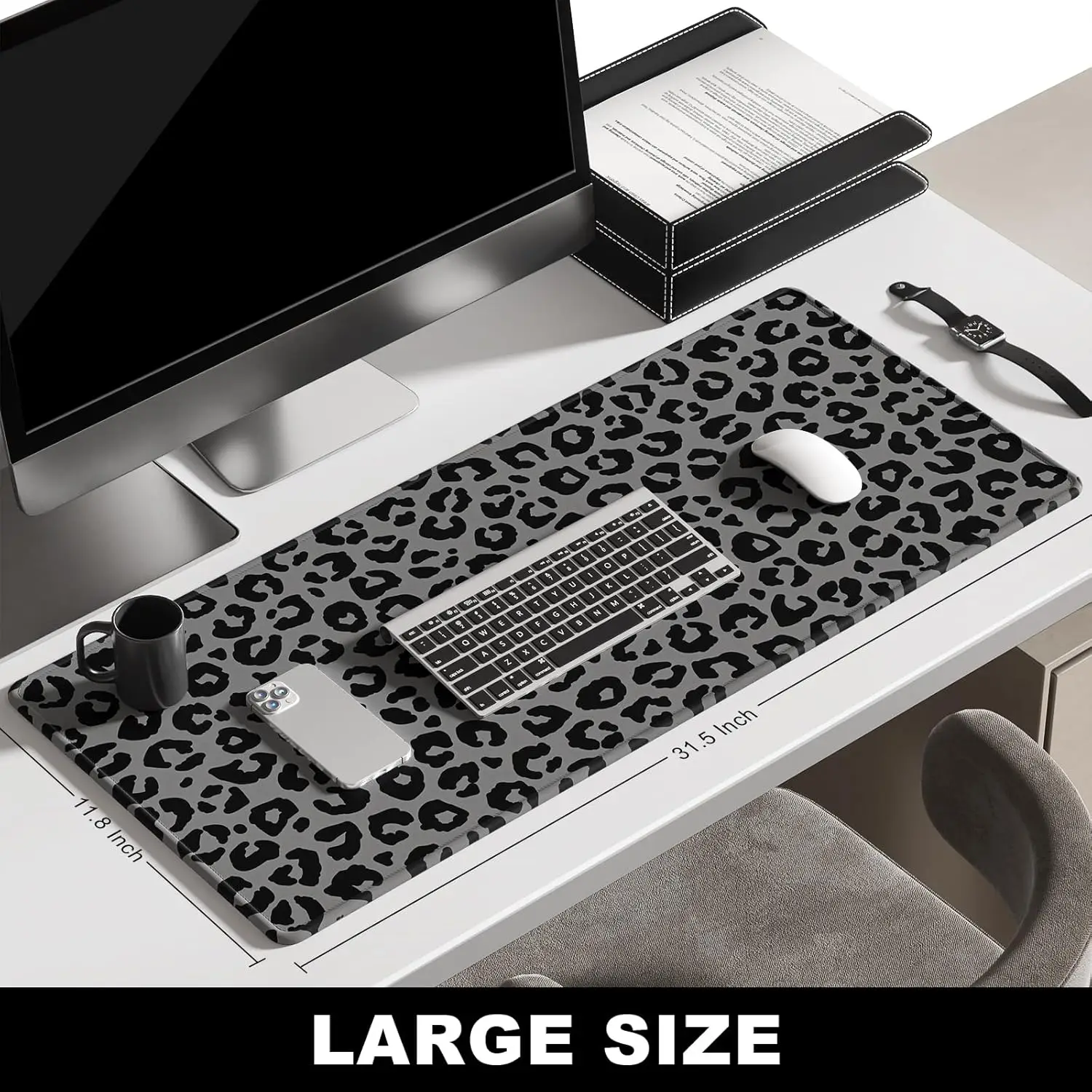 Stylish Grey Black Leopard Pri - Desk Setup Grey ulasan dan harga
