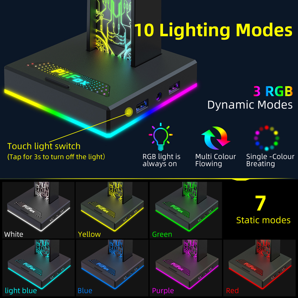 RGB Gaming Headphone Stand Dua - Headphone Hook Under ulasan dan harga